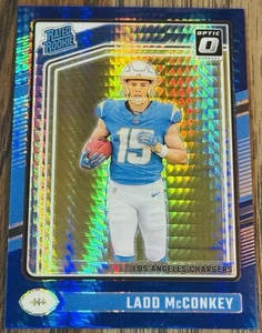 2024 Ladd McConkey Optic Blue Hyper Prizm Rookie RC San Diego Chargers #266 - Picture 1 of 2