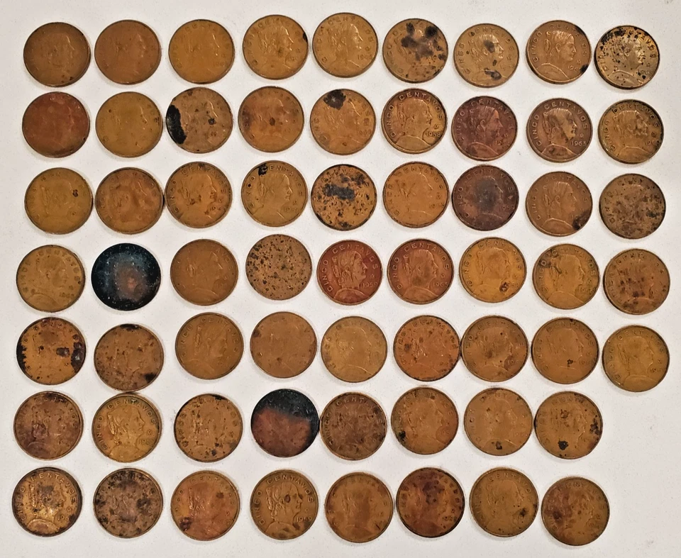 Lot of 61 RARE Mexico Coins 5 Centavos (1950s and 1960s) FREE SHIPPING - Image 1 of 2