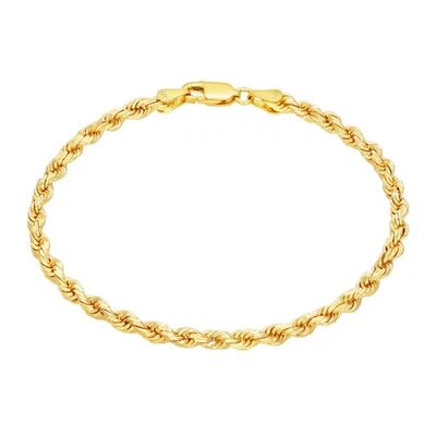 14k Yellow Gold Solid 3mm Diamond Cut Rope Chain Italian Bracelet Mens 7.5" - Image 1 of 4