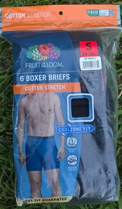 Fruit of the Loom Men's Cotton Stretch Boxer Briefs, 6 Pack, Sizes S(28-30) - Foto 1 di 4