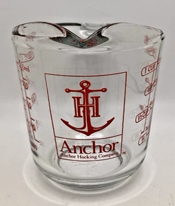 Taza medidora vintage Anchor Hocking 1 taza letras rojas EE. UU. - Imagen 1 de 5