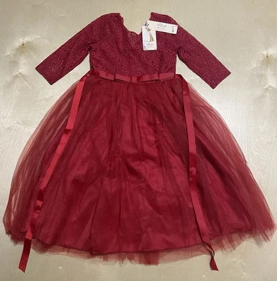 Ibtom Castle Girls’ Size 140 (7-8 Yrs) Red Floral Lace Formal Pageant Dress Gown - Image 1 of 4