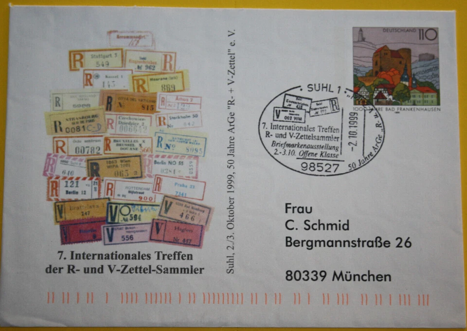 PlusBrief USo 1 mit WZ 1X, Zudruck 7- te Treffen R- und V- Zettel-Sammler (5041) - Bild 1 von 4