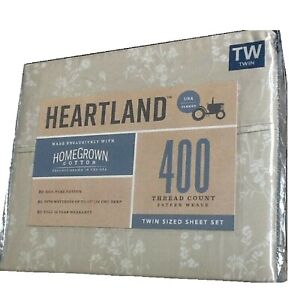 FLORAL PATTERN Heartland 400 TC 100% Cotton Sateen TWIN Sheet Set NEW