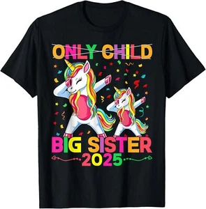 Only Child Big Sister 2025, Promoted To Big Sister Unicorn T-Shirt Hoodie - Picture 1 of 10