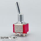 New 1 On On Mini Switch Dpdt 2 Way Bass Or Guitar   Chrome
