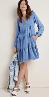 Vestido de mezclilla Anthropologie Maeve para mujer Susannah túnica en capas boho talla XSP NUEVO CON ETIQUETAS Foto 1 de 4