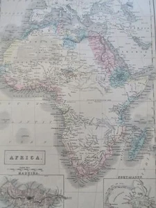 Africa Madeira Port Aden Mountains of Moon Fictional Cartography 1853 Black map - Picture 1 of 6