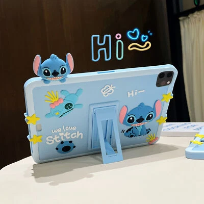 Cute Stitch Silicone Shockproof Stand Case For iPad 7/8/9/10th 10.2 10.9 Air10.9 - Image 1 of 4