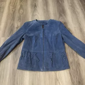 Chi By Falchi Damenjacke mittelblau Echtleder waschbar - Bild 1 von 9