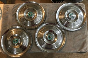 1950s CHRYSLER NEW YORKER HUBCAPS WHEEL COVERS 15" 3 CROWN CREST - SET OF 4 - Picture 1 of 6