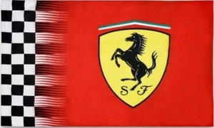 Ferrari Red Checkered Flag 3x5 FT Banner Flag Car Show Racing Garage Workshop - Picture 1 of 3
