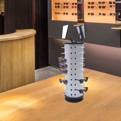 Sunglass Display Rack Rotating Metal 40 Pairs Glasses Stand Holder With Mirror - Image 1 of 4