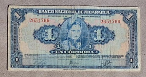 1941 Nicaragua 1 Cordoba Note P-90 World Currency Old Cash Money Banknote - Picture 1 of 2