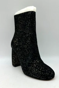 Nanette Lepore Lilly Black Sparkle Zip Up Block Heels Boots Women's Sz 9M - Picture 1 of 9