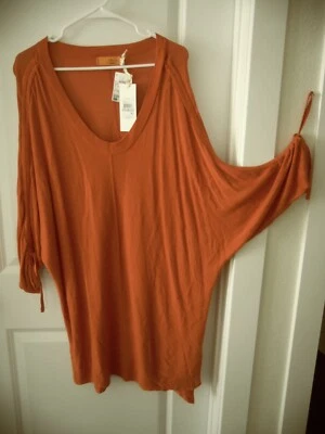 Women One A Women Burnt Orange Sweater with 3/4 Length Sleeves Size 1X NWT - Image 1 of 4