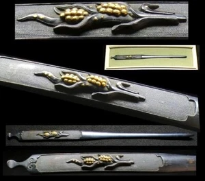 Japón Antiguo Período Edo Araki Escuela Setaria Italica Kogai Shakudo Caja  - Imagen 1 de 9