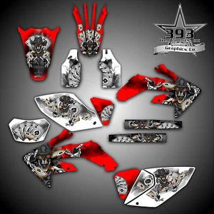 HONDA 2004 - 2017 CRF250X CRF450X GRAPHICS WRAP DECALS STICKER KIT OUTLAW SKULL - Picture 1 of 3