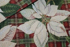 NEW BEAUTIFUL WINTER TAPESTRY TABLE RUNNERS 13" X 68" Big Poinsettia Flowers - Picture 1 of 4