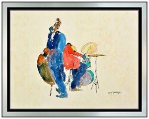 Leo Meiersdorff Original Watercolor Painting Signed Jazz Musicians Portrait Art