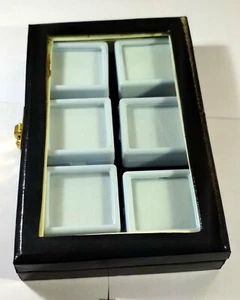 EDELSTEIN Diamant Display Aufbewahrung Lederbox mit 6 Kunststoffboxen 4x4 cm - Bild 1 von 7