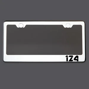 Polish Mirror License Plate Frame 124 Laser Etched Metal Screw Cap - Picture 1 of 8