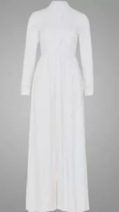 Hoori chiffon button gown abaya muslim hijab long dress off white S/M 10-12 - Picture 1 of 2