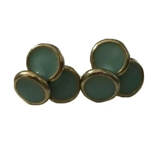 Pendientes de geranio tachuelas esmalte verde oro 3 círculos nuevos sin etiquetas - Imagen 1 de 3