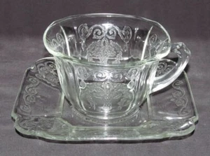 Indiana Glass LORAIN "Basket" Crystal Cup and Saucer Set - Picture 1 of 3
