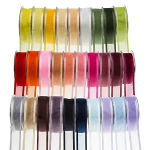 Satin Edge Organza Ribbon Reels Rolls 2 Sided Face 25 Metre Plain Width 10-40mm - Picture 1 of 29