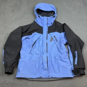 Vintage Marmot Goretex Jacket Womens Medium Blue Hooded Waterproof Full Zip - Picture 1 of 8