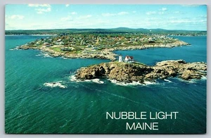 NUBBLE LIGHT Cape Neddick Maine ME ungebraucht Vintage UNP 1989 Luftbild Postkarte A63 - Bild 1 von 2