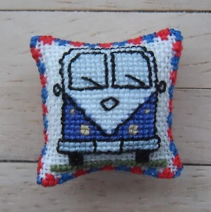 1/24th Scale Dolls House Hand Embroidered Seaside Themed Cushion Camper Van - Picture 1 of 7