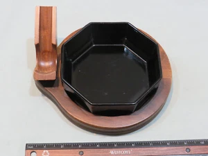 Vintage Decatur Industries Walnut Pipe Stand w/Black Glass Ashtray (France) - Picture 1 of 4