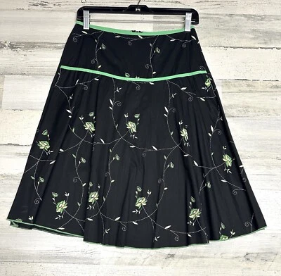 JKLA California Women's Small Black Green Floral Skirt 90s Y2K Cottage RomCom - Image 1 of 4