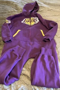 LOS ANGELES LAKERS Basketball NBA One Piece Pajamas SMALL Hooded Hoodie Purple - Picture 1 of 2