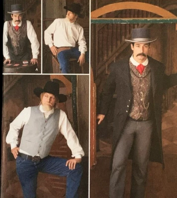 COSTUME REENACTMENT Western Vest Shirt Long-Tail Coat Cowboy Pattern 46-52" UCFF - Image 1 of 4