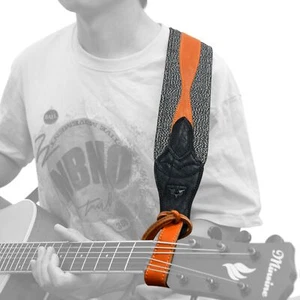 RAM'S LAND Premium 3 Zoll breiter gepolsterter brauner Gitarren- oder Bassgurt aus Leder - Bild 1 von 22