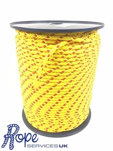 12mm Gelb & Rot Schwimmende Sicherheits Rettungsleine Bojenleine Seil x 50 Meter Rolle - Bild 1 von 5