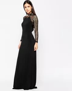 NWT FOREVER UNIQUE LONDON BLACK MARISSA EMBELLISHED NACKLACE MAXI DRESS SZ 10 - Picture 1 of 9