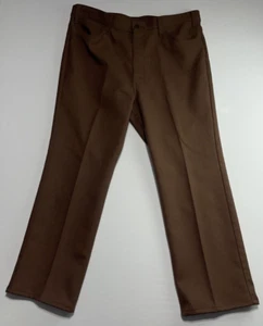 Vintage 70's Levis Mens Pants Sta-Prest Black Tab Brown Polyester 40x32 - Picture 1 of 9