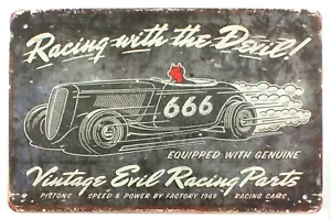 Racing With The Devil 666 Custom Hot Rods Wall Door Sign Plaque 30 x 20 cm - Picture 1 of 1