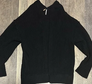 Free People Black Knit Long Sleeve Open Front Cardigan Women’s Size Medium - Picture 1 of 4
