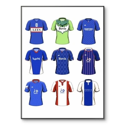 Oldham Athletic Football Shirt, Oldham Football Poster, Retro Kit, A4 Print Art - Image 1 of 4