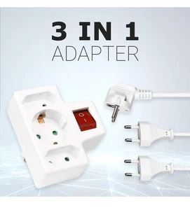 3 in 1 Steckdosenadapter mit Schalter 3-fach Verteiler Stromsparend Weiß - Bild 1 von 5