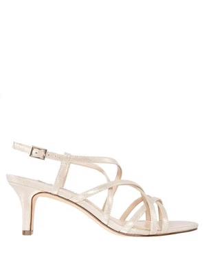 Sandália feminina NINA NEW YORK dourada Netuno biqueira amêndoa salto gatinho 5 W - Imagem 1 de 4