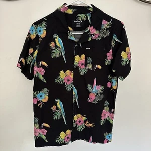 Boys’ Hurley Parrot Pineapple Aloha Hawaiian Button Down Shirt Size 14/16 - Picture 1 of 5
