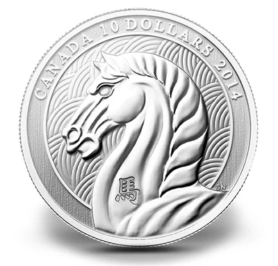 LUNAR Year of the HORSE 2014 CANADA 1oz .9999 Pure Silver Proof $10 Coin - Image 1 of 4
