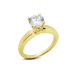 1 1/2ct F VS2 Round Earth Mined Certified Diamond 14k  Solitaire Engagement Ring - Picture 1 of 3