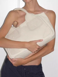 Bolso de hombro PalomaWool Big Cornelia de cuero real bolso de archivo en azul/blanco - Imagen 1 de 10